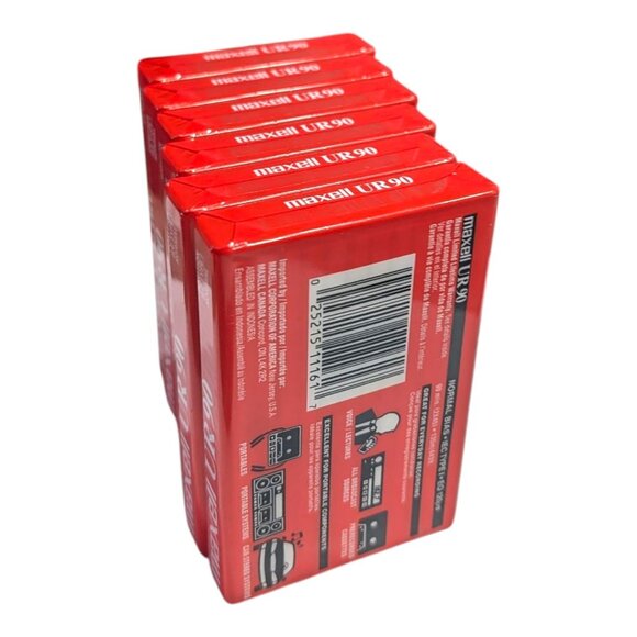Brand New Maxell UR 90 Minute Normal Bias Blank Audio Cassette Tapes 6 Pack - Picture 6 of 6